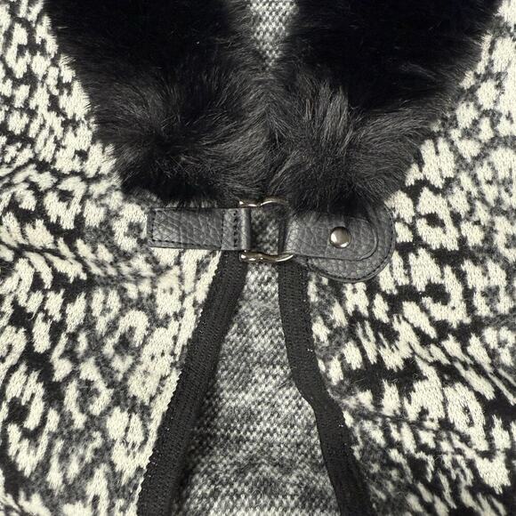 Daphne Fur Trim Cardigan Shawl Cardigan Sz S/M Animal Print Penny Lane Mob Wife - Picture 6 of 12